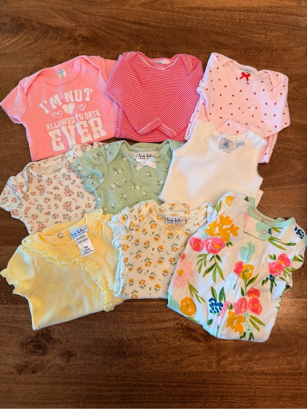 Infant - Baby Girl Mixed Onesie Bundle - Pink, White, Yellow, Green, Floral